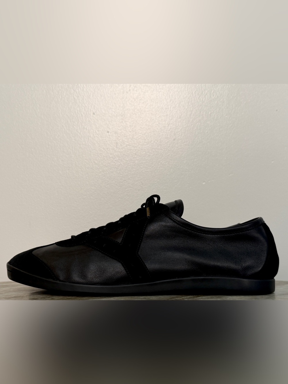 YVES SAINT LAURENT RIVE GAUCHE BLACK LOW PROFILE FLAT SNEAKERS 46/ 13 US New YSL